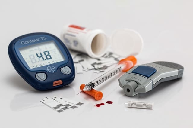 collection of diabetes supplies